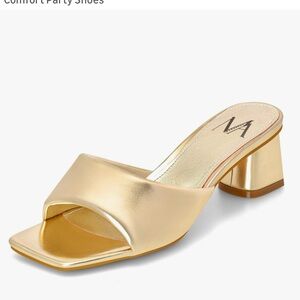 Gold Women's Chunky Heel Sandals